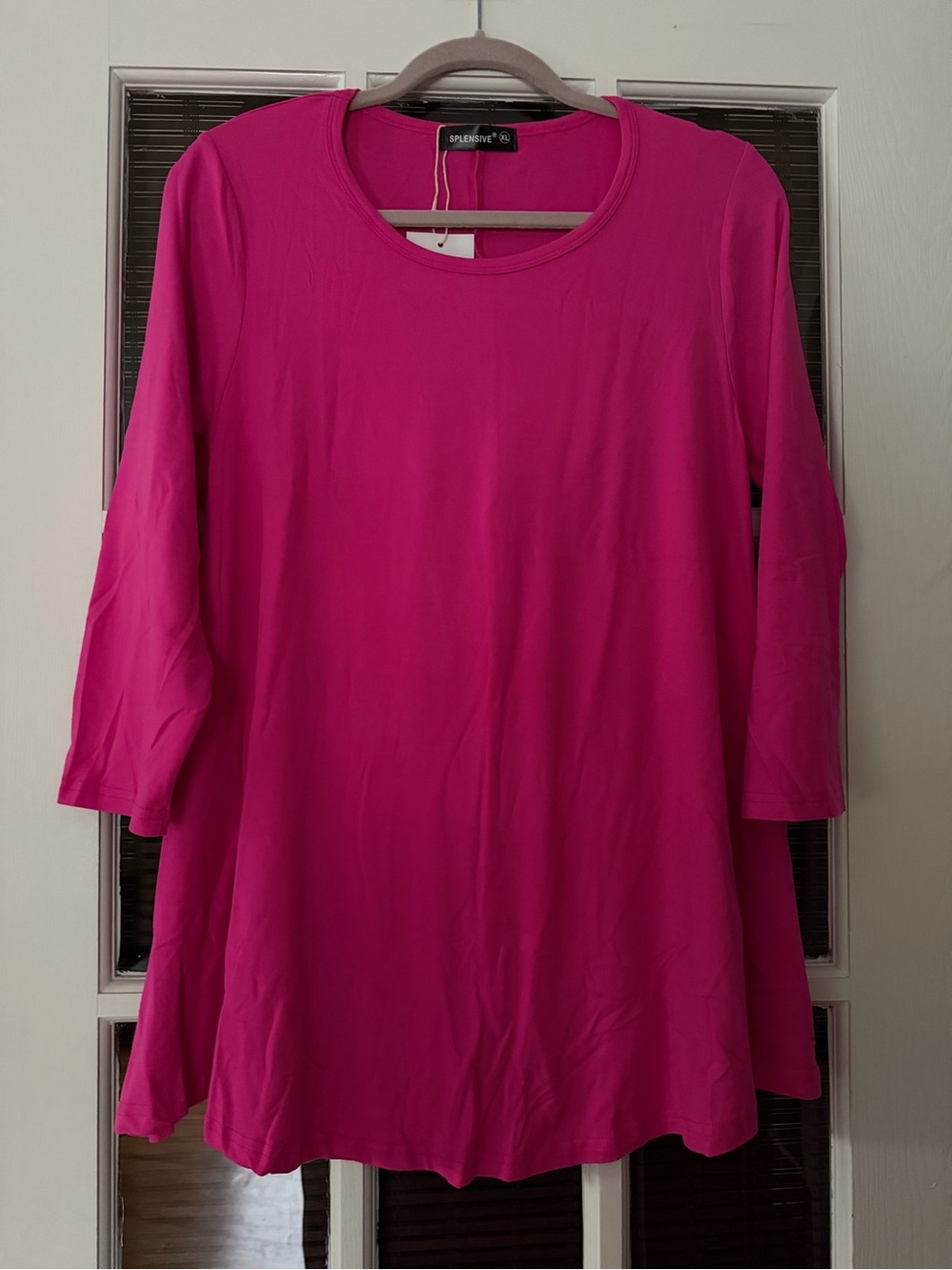 NWT Splensive Women’s XL Pink 3/4 Sleeve Stretch Tunic Top | SKU 1004